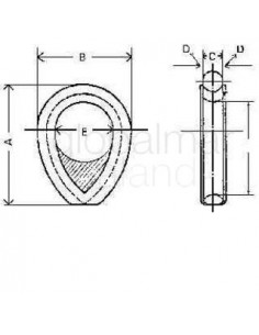 hawser-thimble-w/triangleplate,-ungalv-for-100mm-dia-rope---