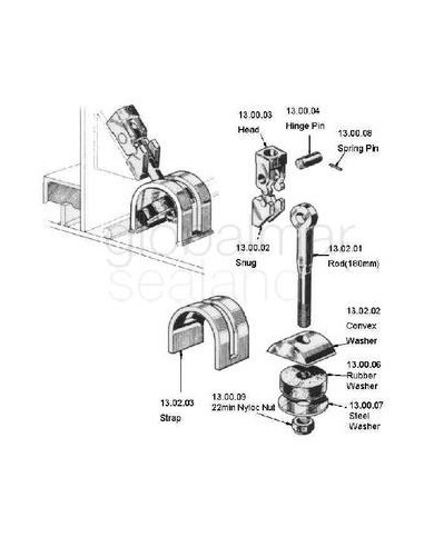 macgregor-hatch-quick-acting,-cleat-assembly-180mm-#13.02---